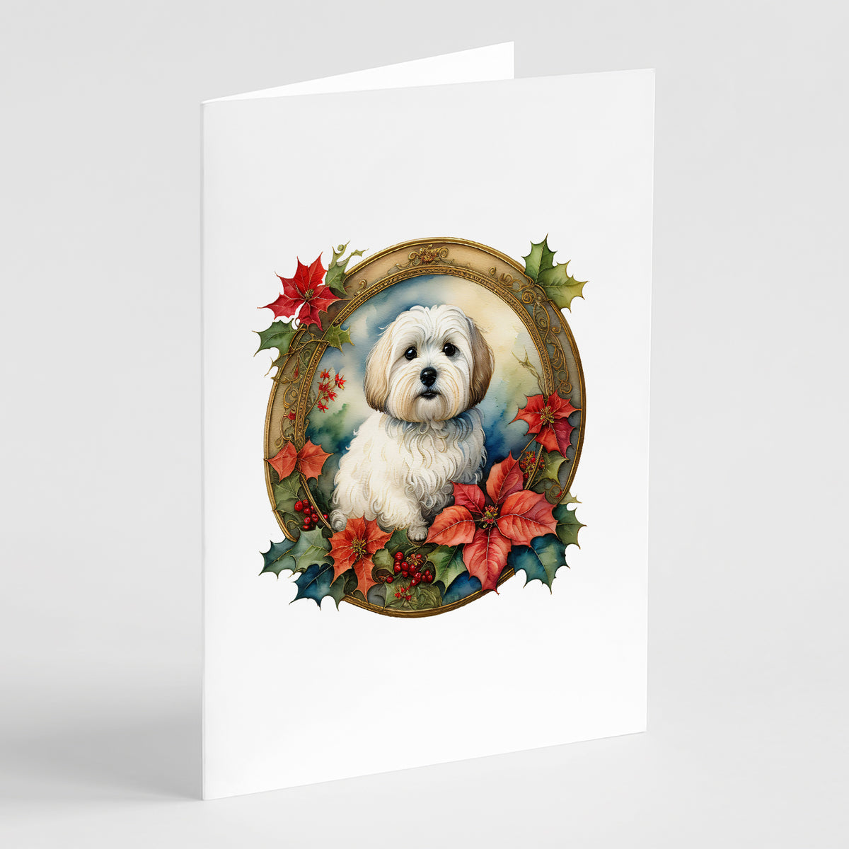 Buy this Coton De Tulear Christmas Flowers Greeting Cards Pack of 8