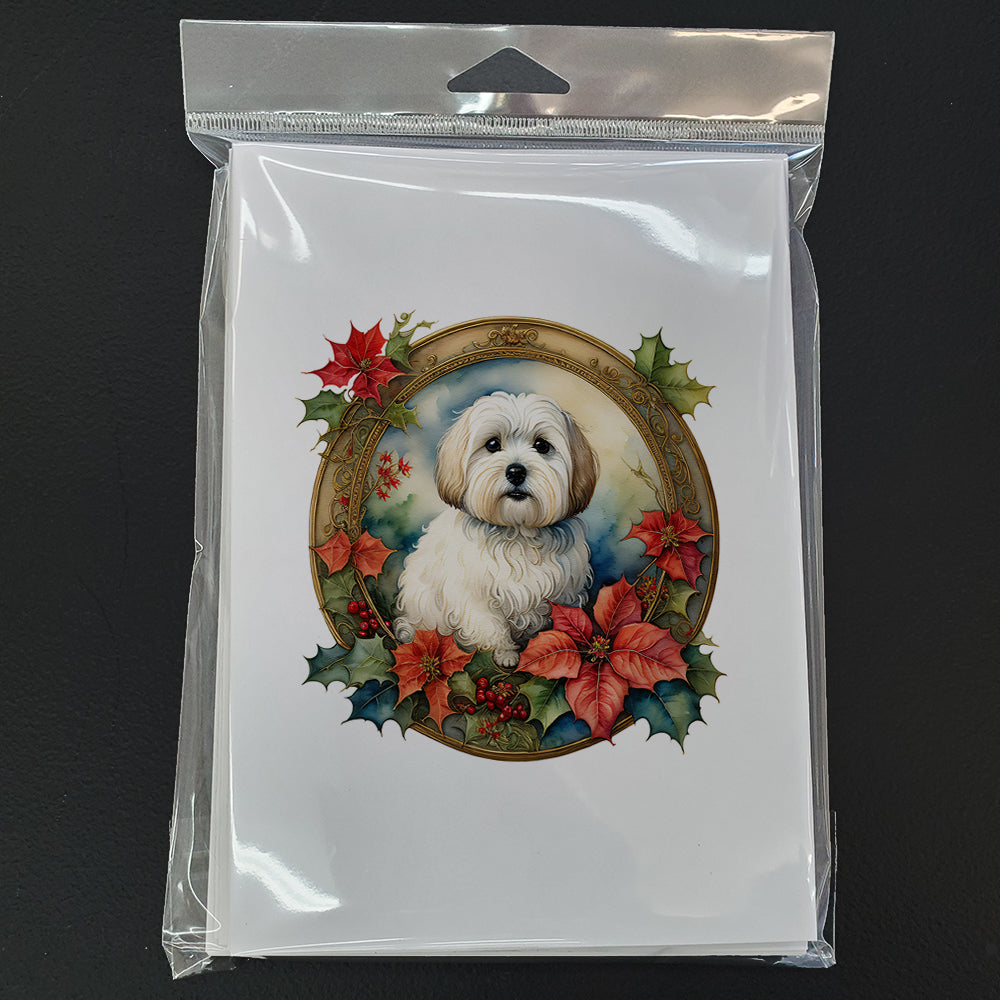 Coton De Tulear Christmas Flowers Greeting Cards Pack of 8