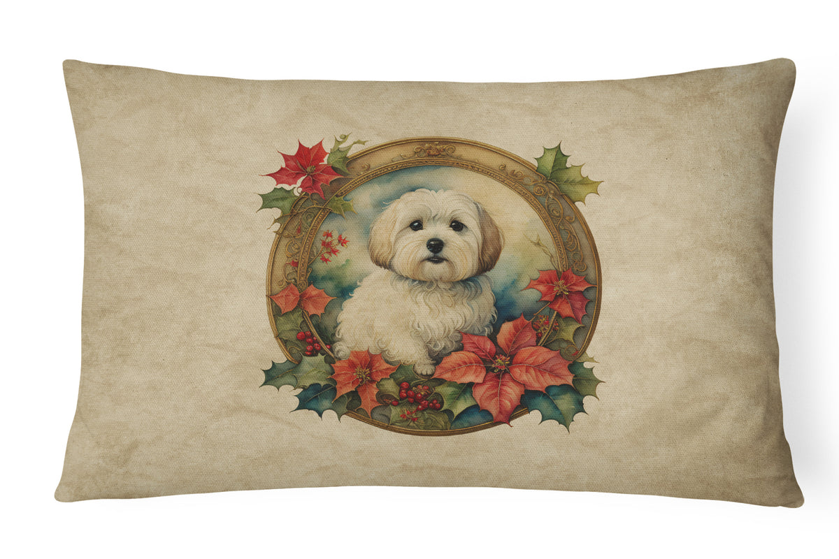 Buy this Coton De Tulear Christmas Flowers Throw Pillow