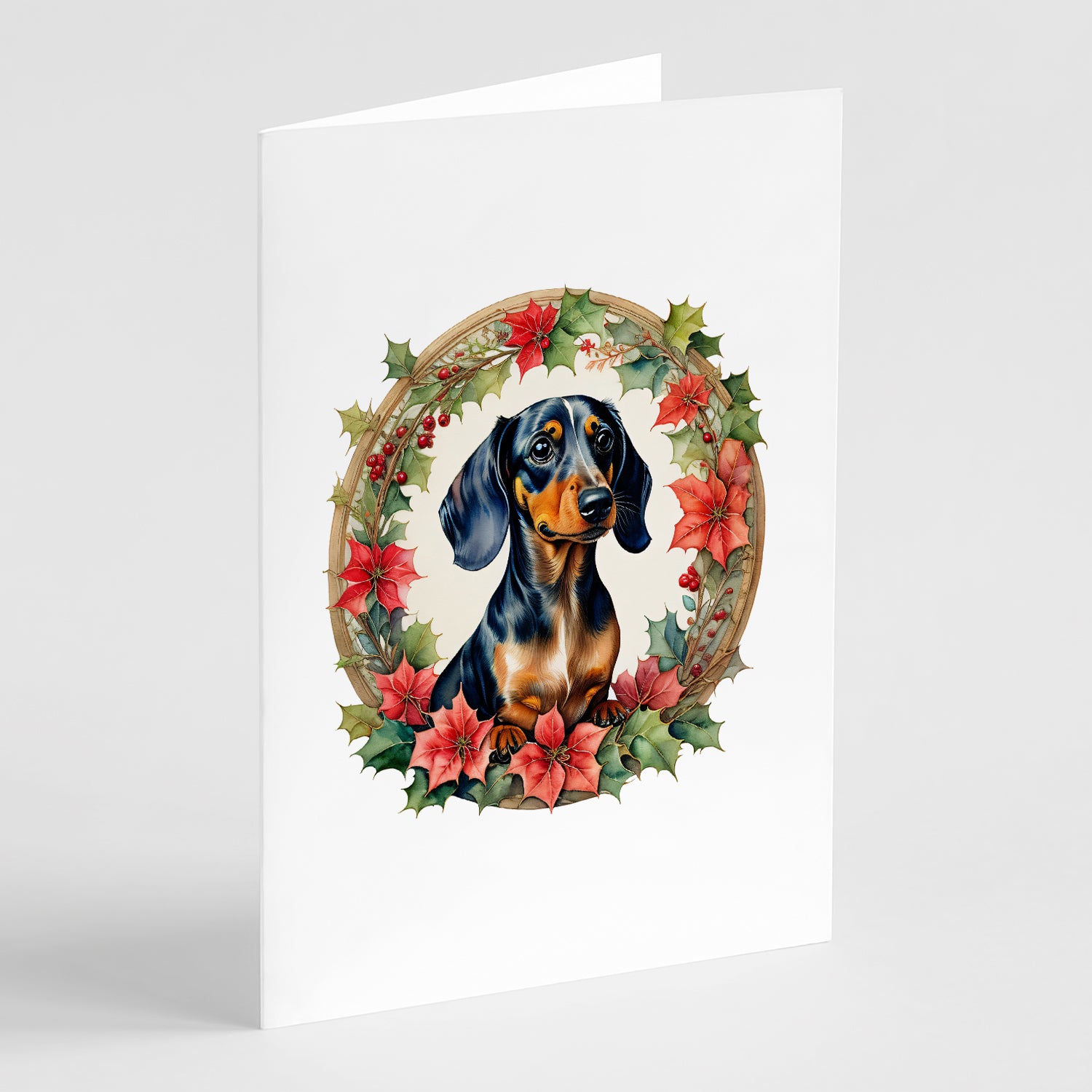 Buy this Dachshund Christmas Flowers Greeting Cards Pack of 8