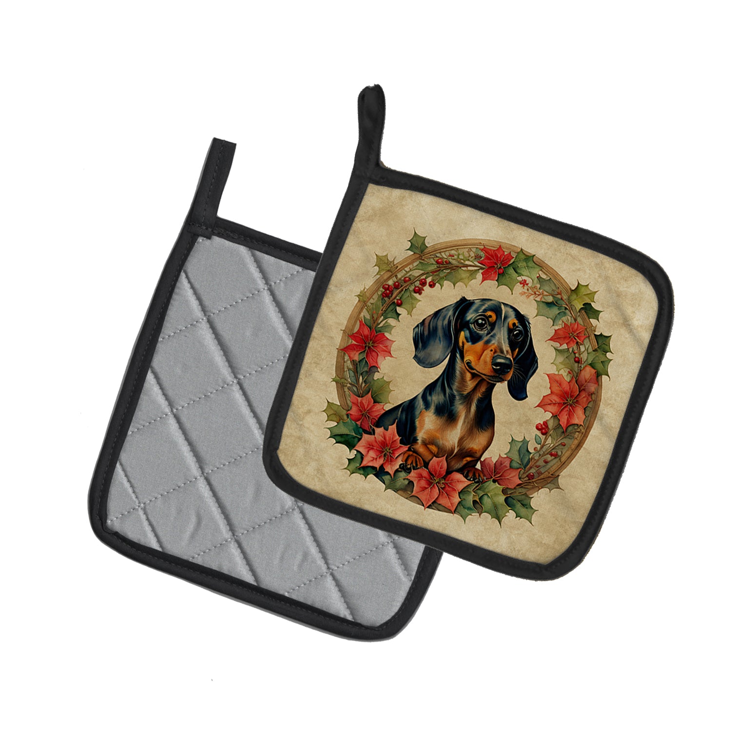 Buy this Dachshund Christmas Flowers Pair of Pot Holders