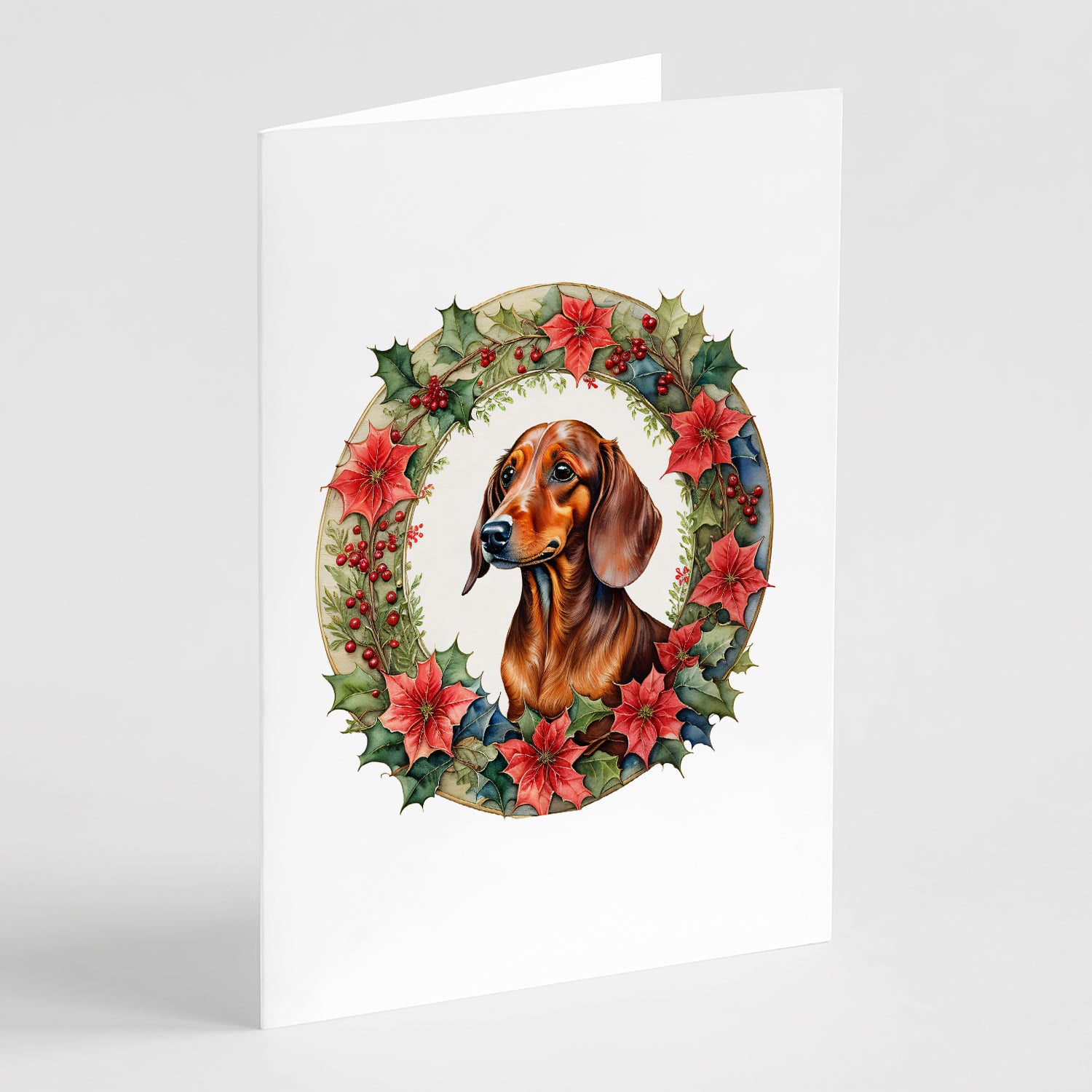 Buy this Dachshund Christmas Flowers Greeting Cards Pack of 8