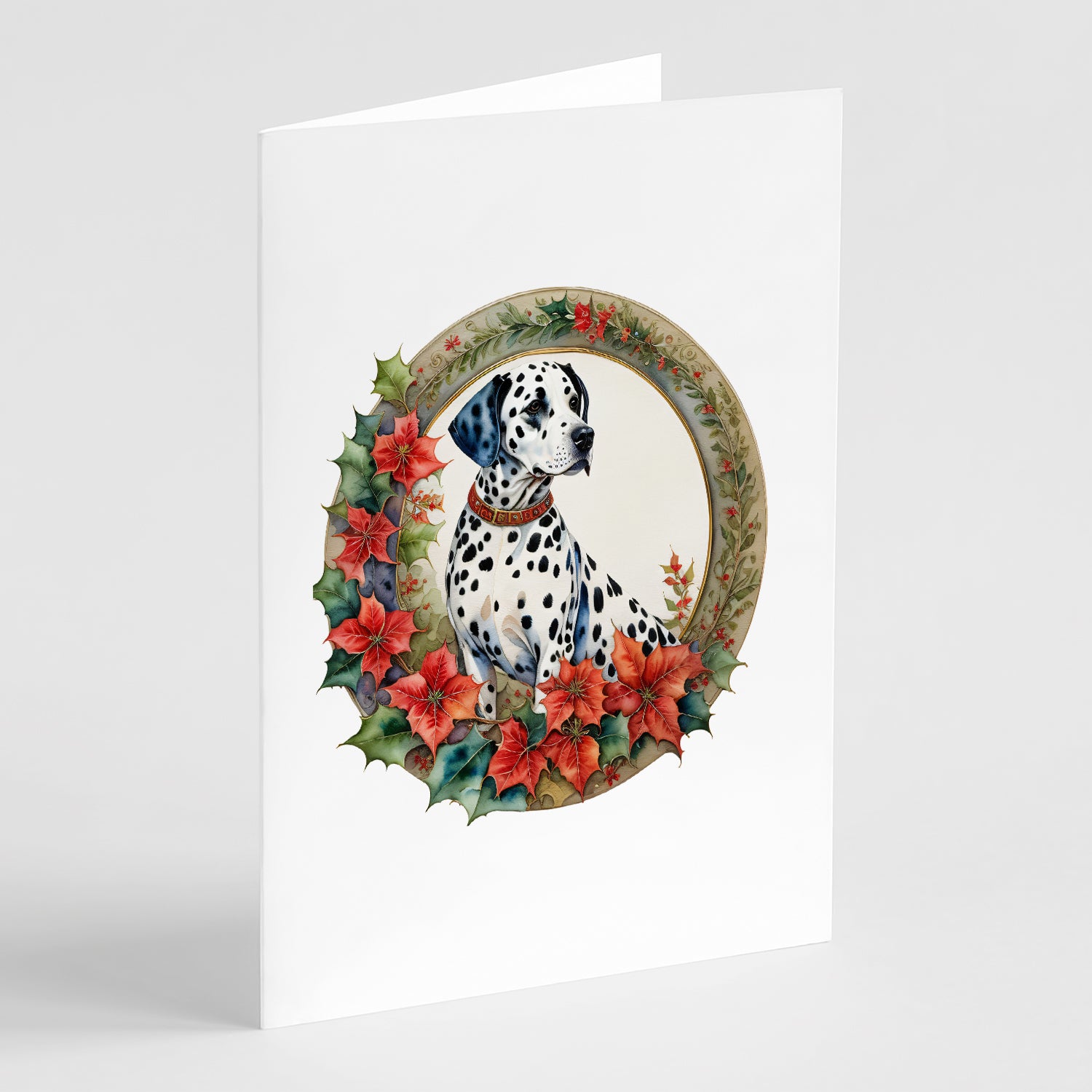 Buy this Dalmatian Christmas Flowers Greeting Cards Pack of 8