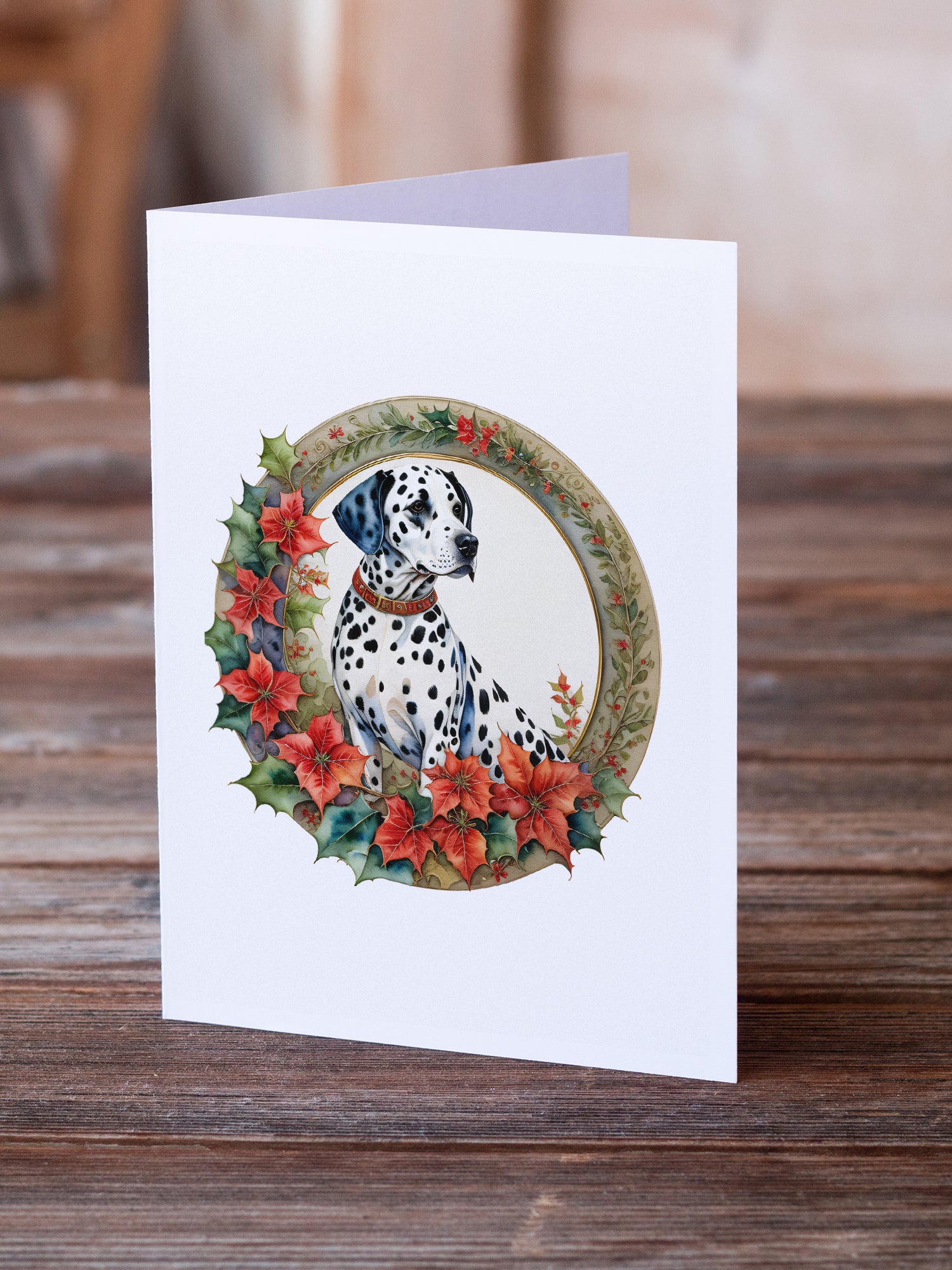 Dalmatian Christmas Flowers Greeting Cards Pack of 8