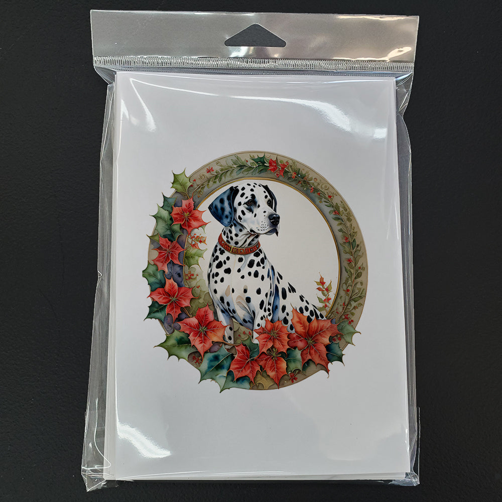 Dalmatian Christmas Flowers Greeting Cards Pack of 8