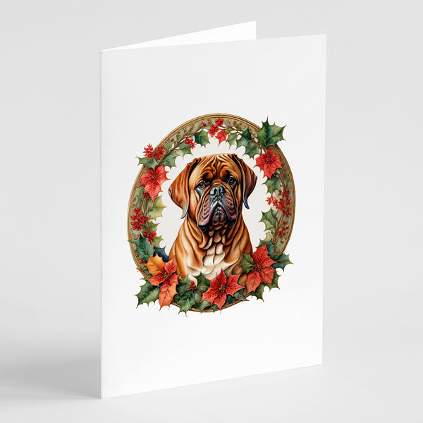 Buy this Dogue de Bordeaux Christmas Flowers Greeting Cards Pack of 8