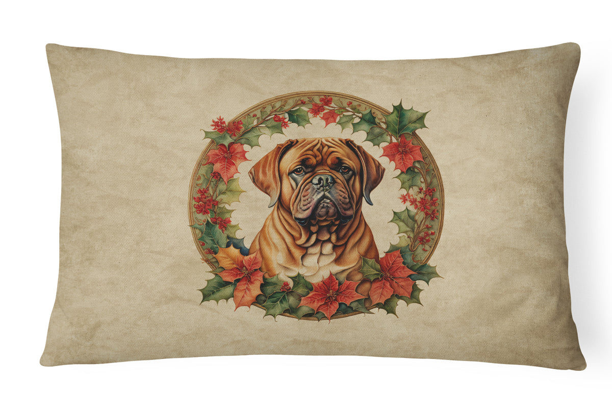 Buy this Dogue de Bordeaux Christmas Flowers Throw Pillow