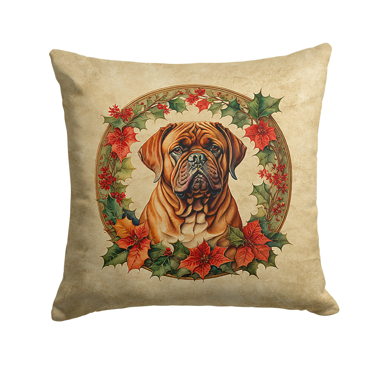 Buy this Dogue de Bordeaux Christmas Flowers Throw Pillow