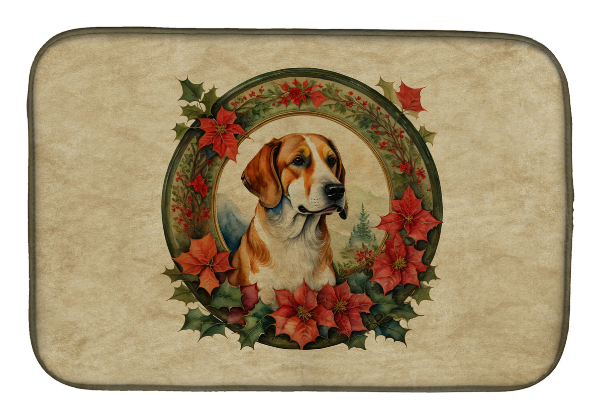 Buy this English Foxhound Christmas Flowers Dish Drying Mat