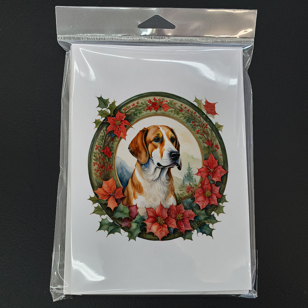 English Foxhound Christmas Flowers Greeting Cards Pack of 8