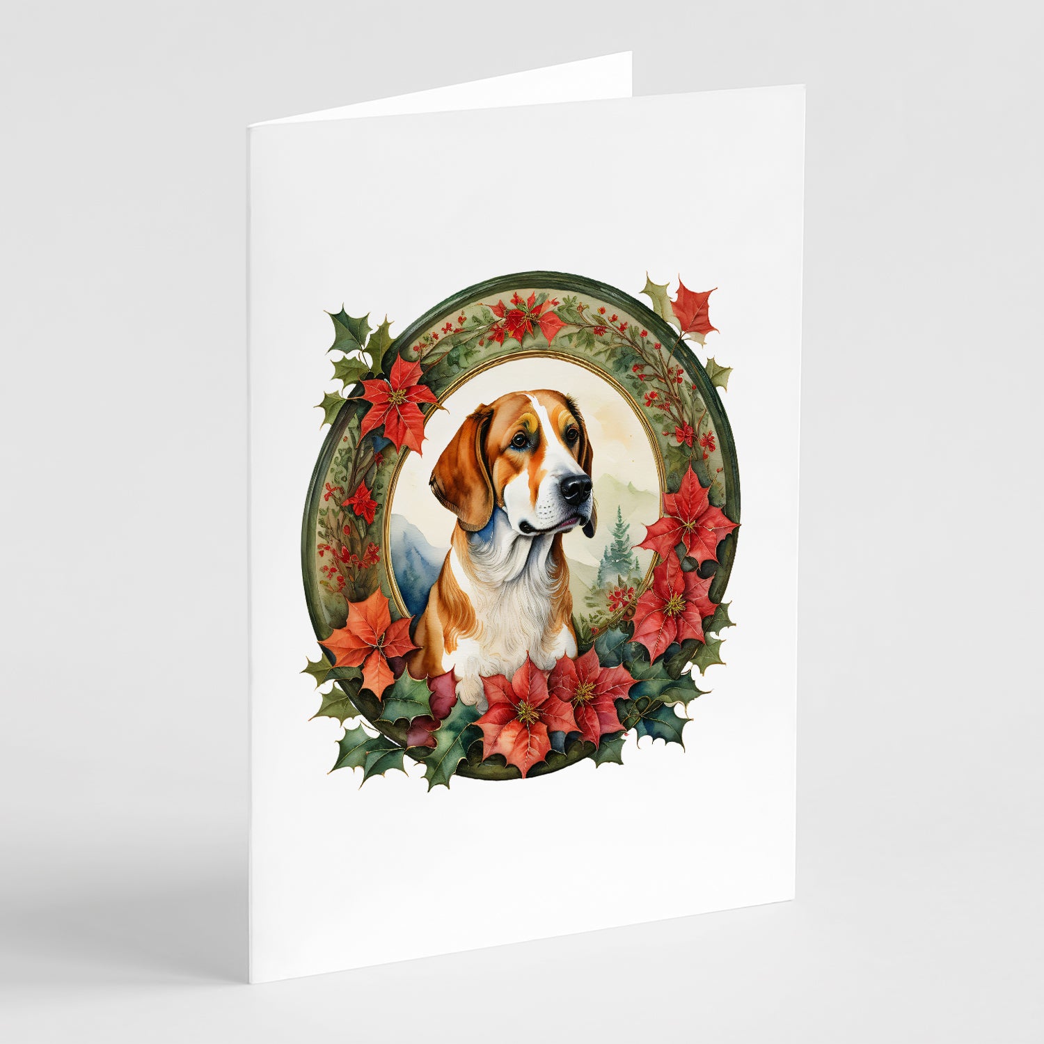 Buy this English Foxhound Christmas Flowers Greeting Cards Pack of 8