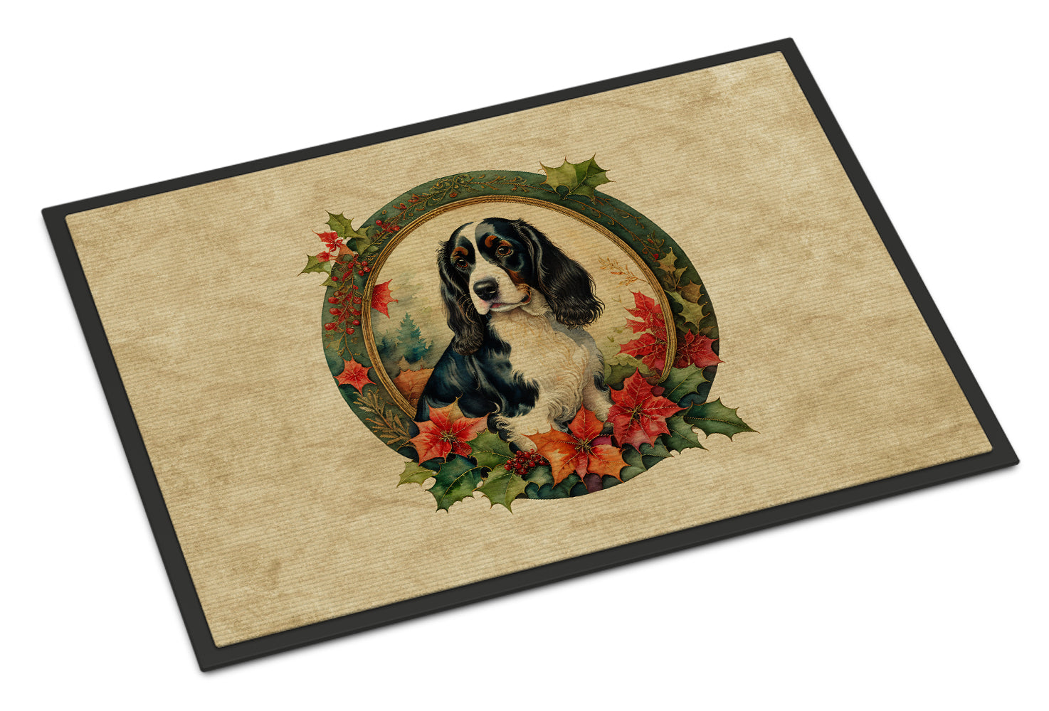 Buy this English Springer Spaniel Christmas Flowers Doormat