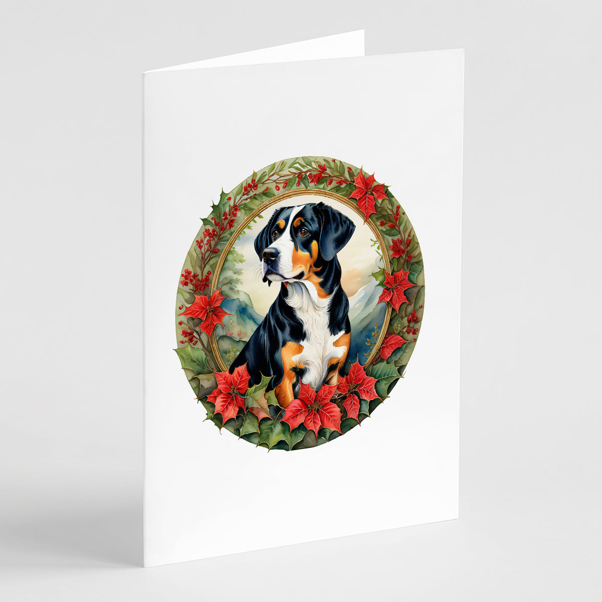 Buy this Entlebucher Mountain Dog Christmas Flowers Greeting Cards Pack of 8