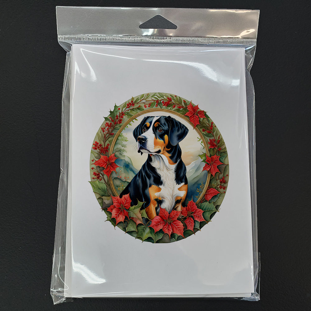 Entlebucher Mountain Dog Christmas Flowers Greeting Cards Pack of 8