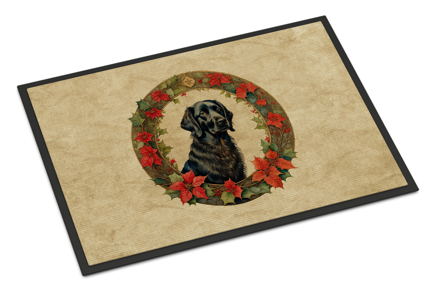 Buy this Flat-Coated Retriever Christmas Flowers Doormat