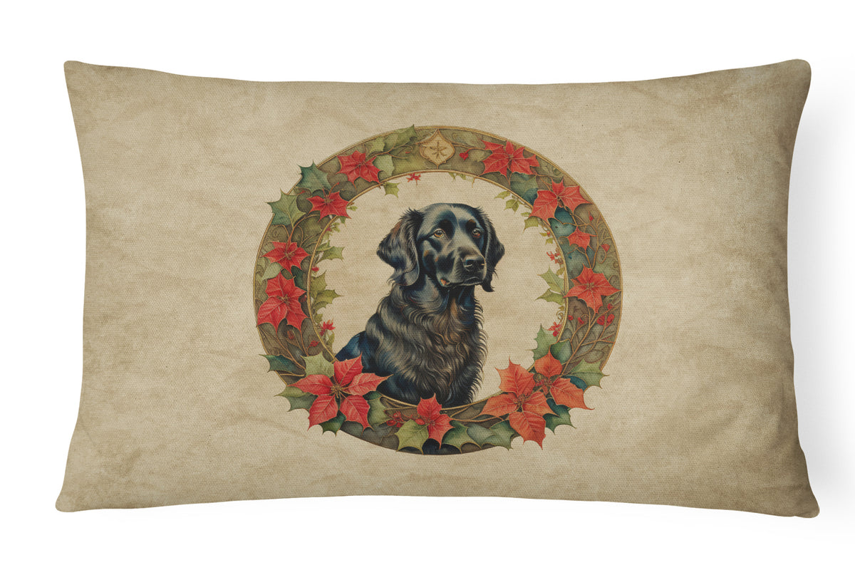 Buy this Flat-Coated Retriever Christmas Flowers Throw Pillow