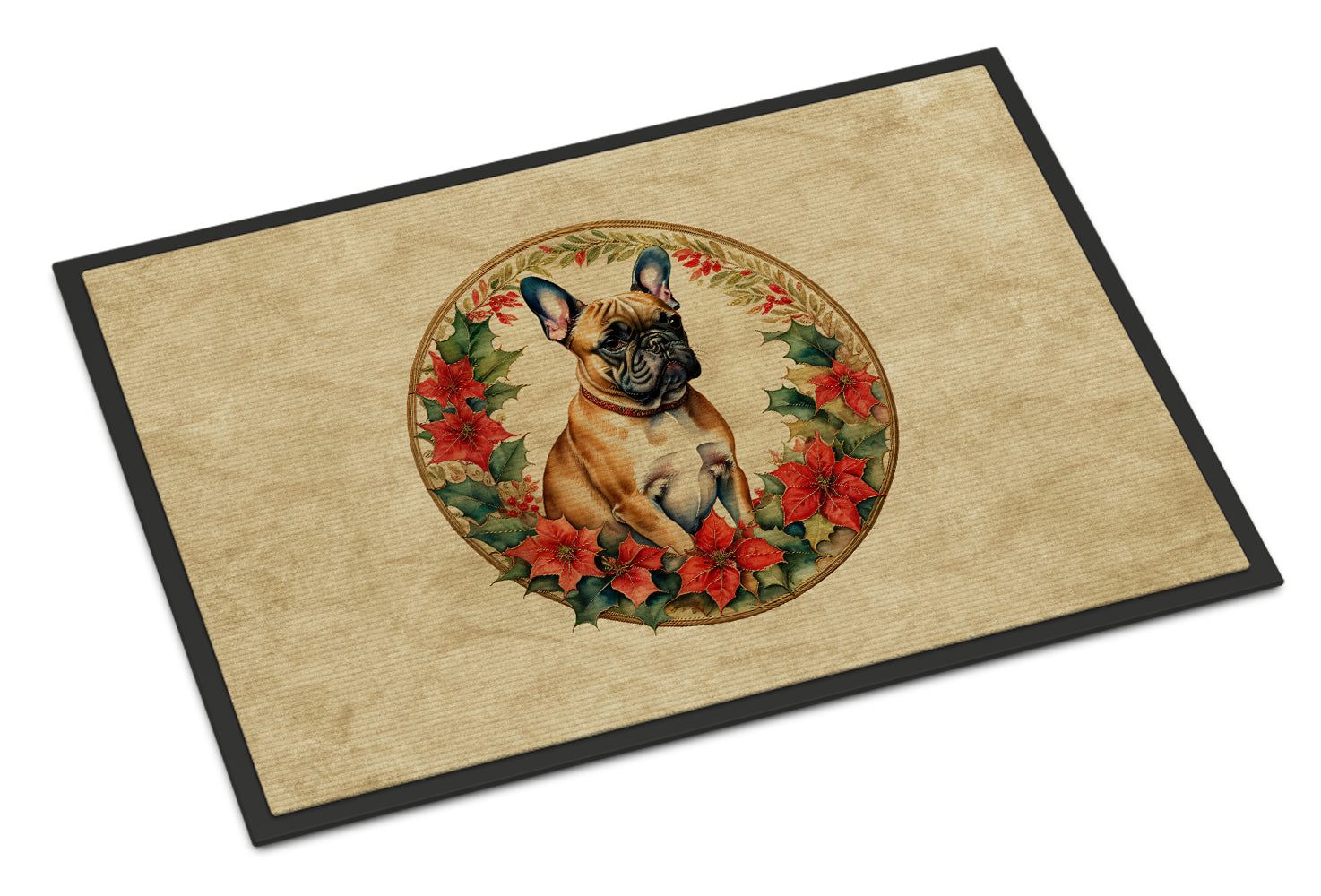 Buy this French Bulldog Christmas Flowers Doormat