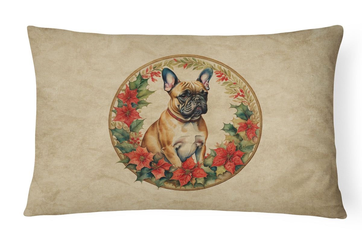 Buy this French Bulldog Christmas Flowers Throw Pillow