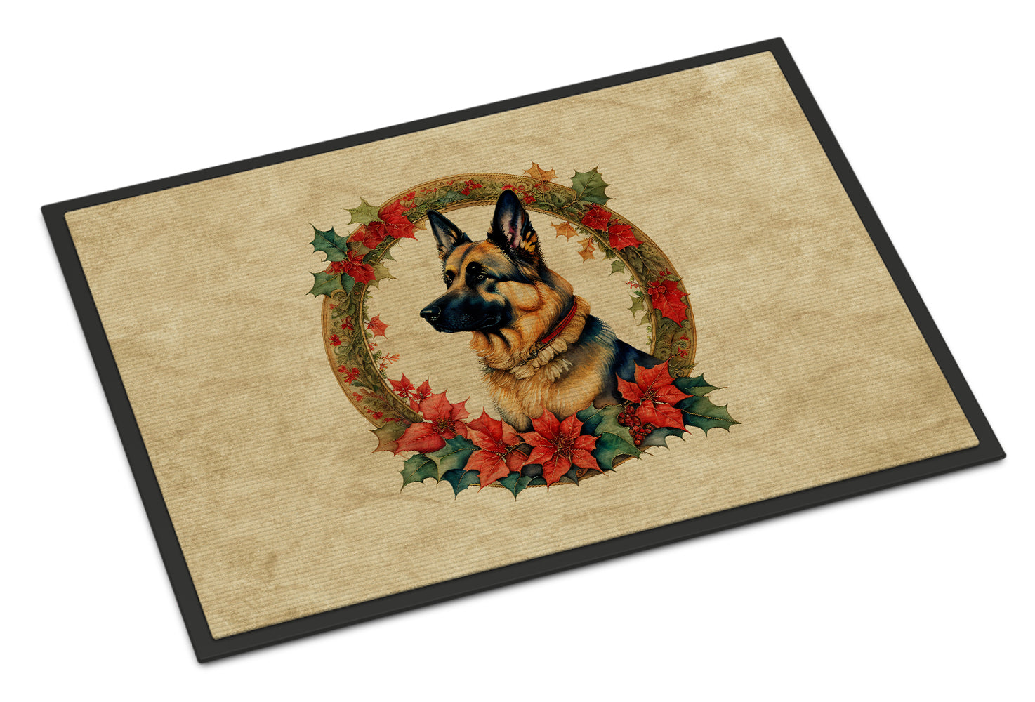 Buy this German Shepherd Christmas Flowers Doormat