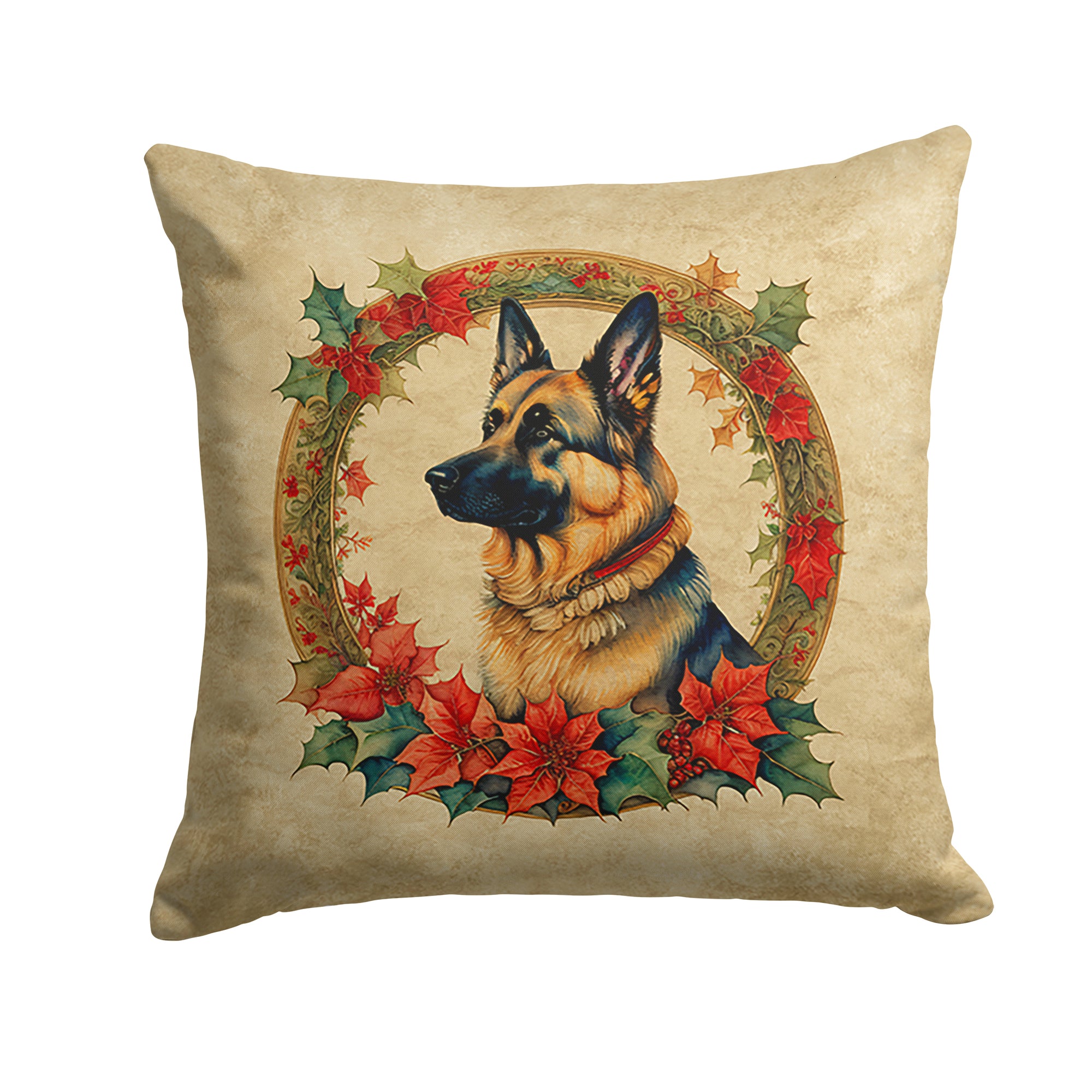 Buy this German Shepherd Christmas Flowers Throw Pillow