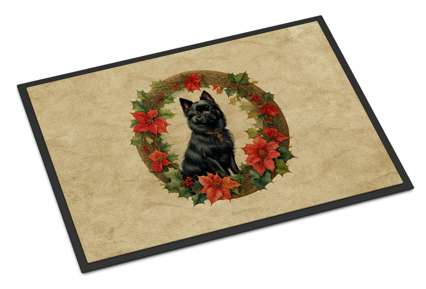 Buy this German Spitz Christmas Flowers Doormat