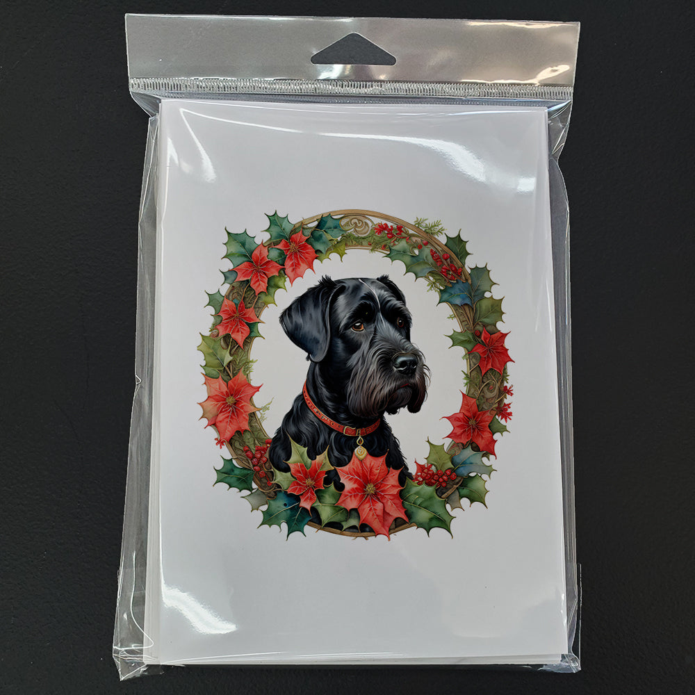 Giant Schnauzer Christmas Flowers Greeting Cards Pack of 8