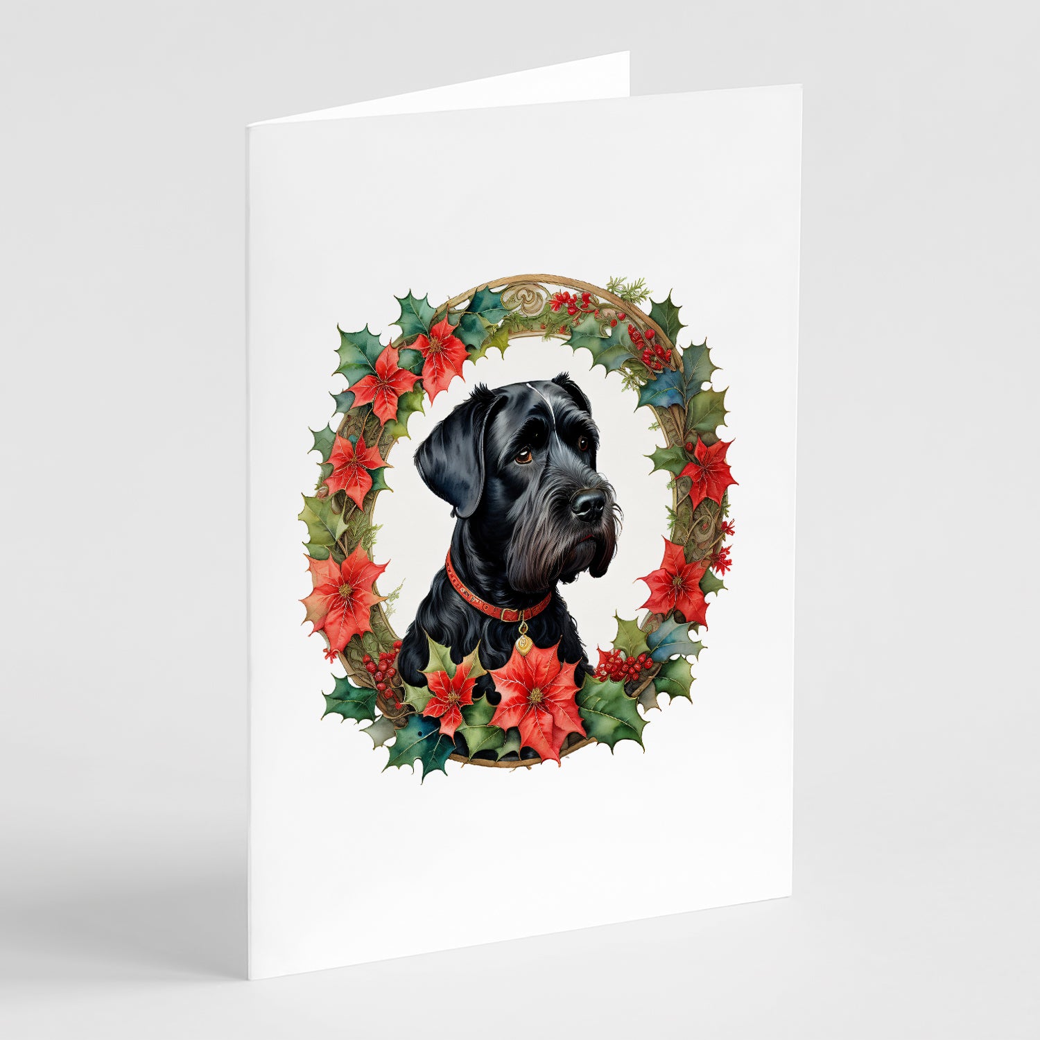 Buy this Giant Schnauzer Christmas Flowers Greeting Cards Pack of 8