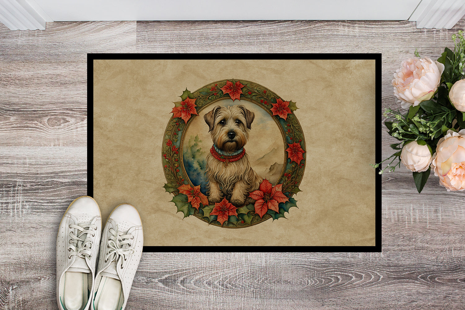 Glen of Imaal Terrier Christmas Flowers Doormat