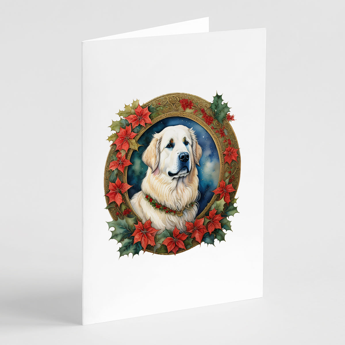 Buy this Great Pyrenees Christmas Flowers Greeting Cards Pack of 8