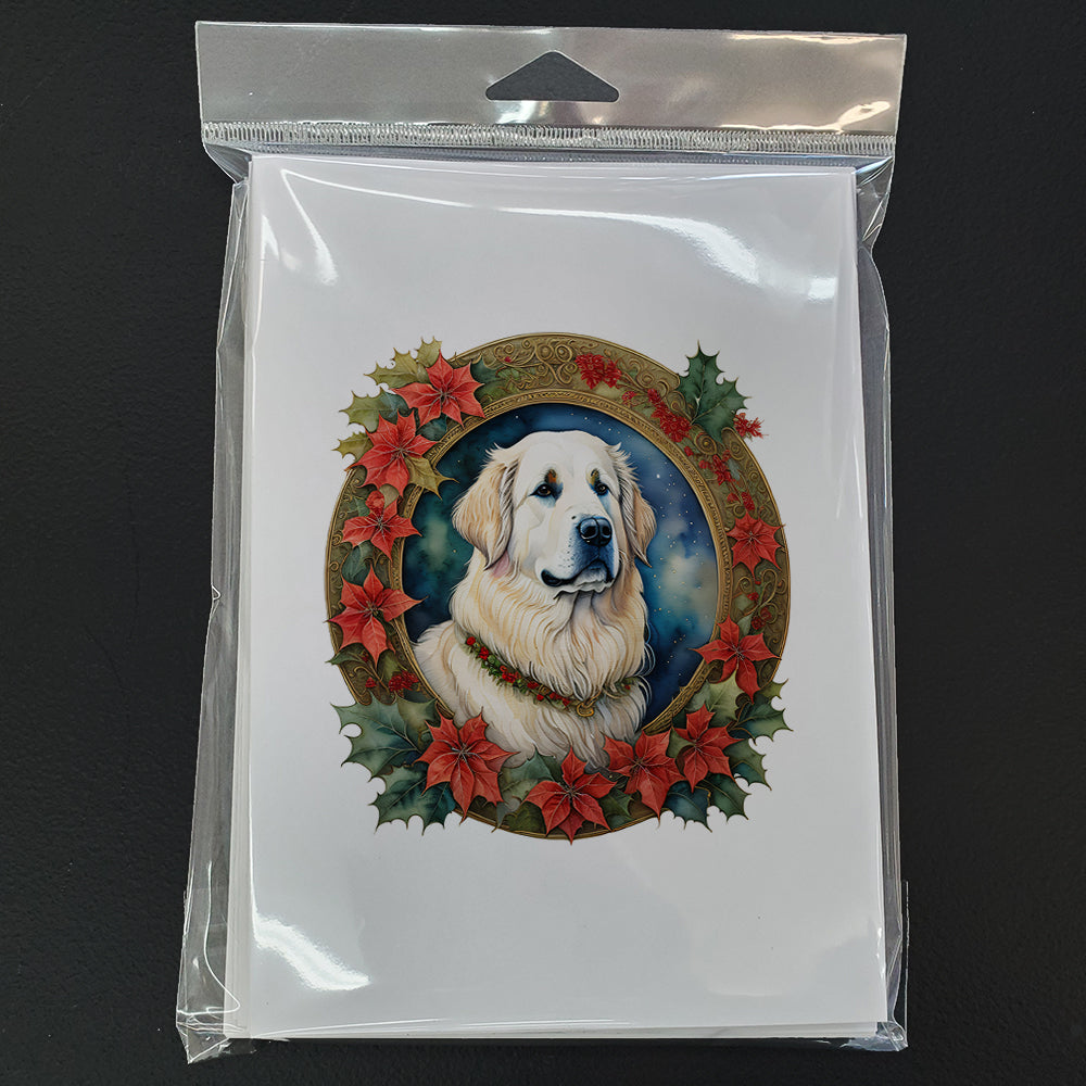 Great Pyrenees Christmas Flowers Greeting Cards Pack of 8