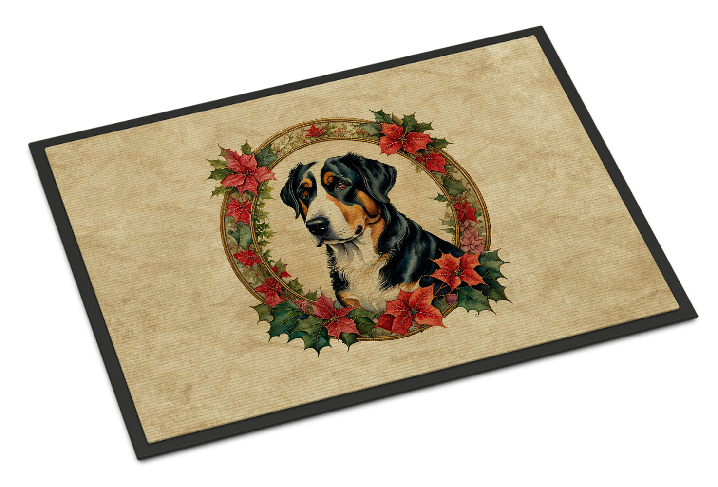 Buy this Greater Swiss Mountain Dog Christmas Flowers Doormat