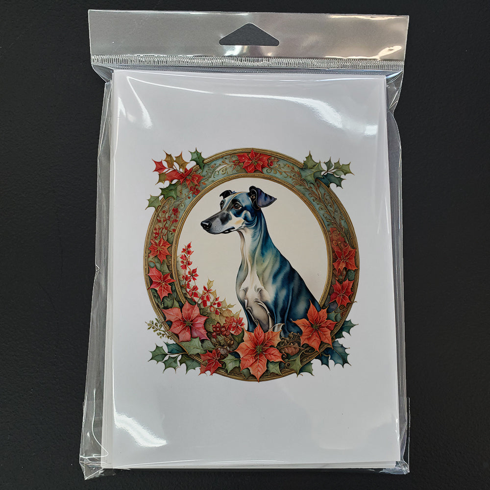 Greyhound Christmas Flowers Greeting Cards Pack of 8
