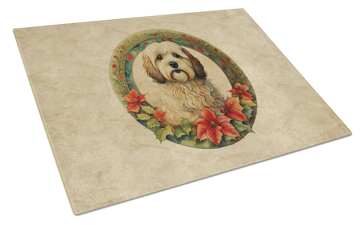 Buy this Havanese Christmas Flowers Glass Cutting Board