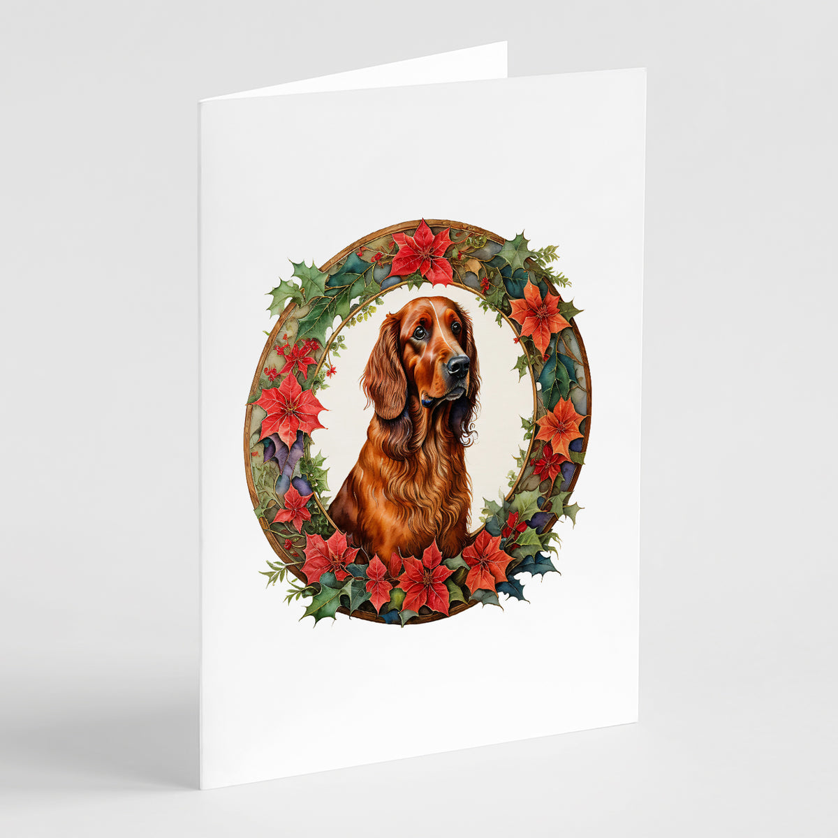 Buy this Irish Setter Christmas Flowers Greeting Cards Pack of 8