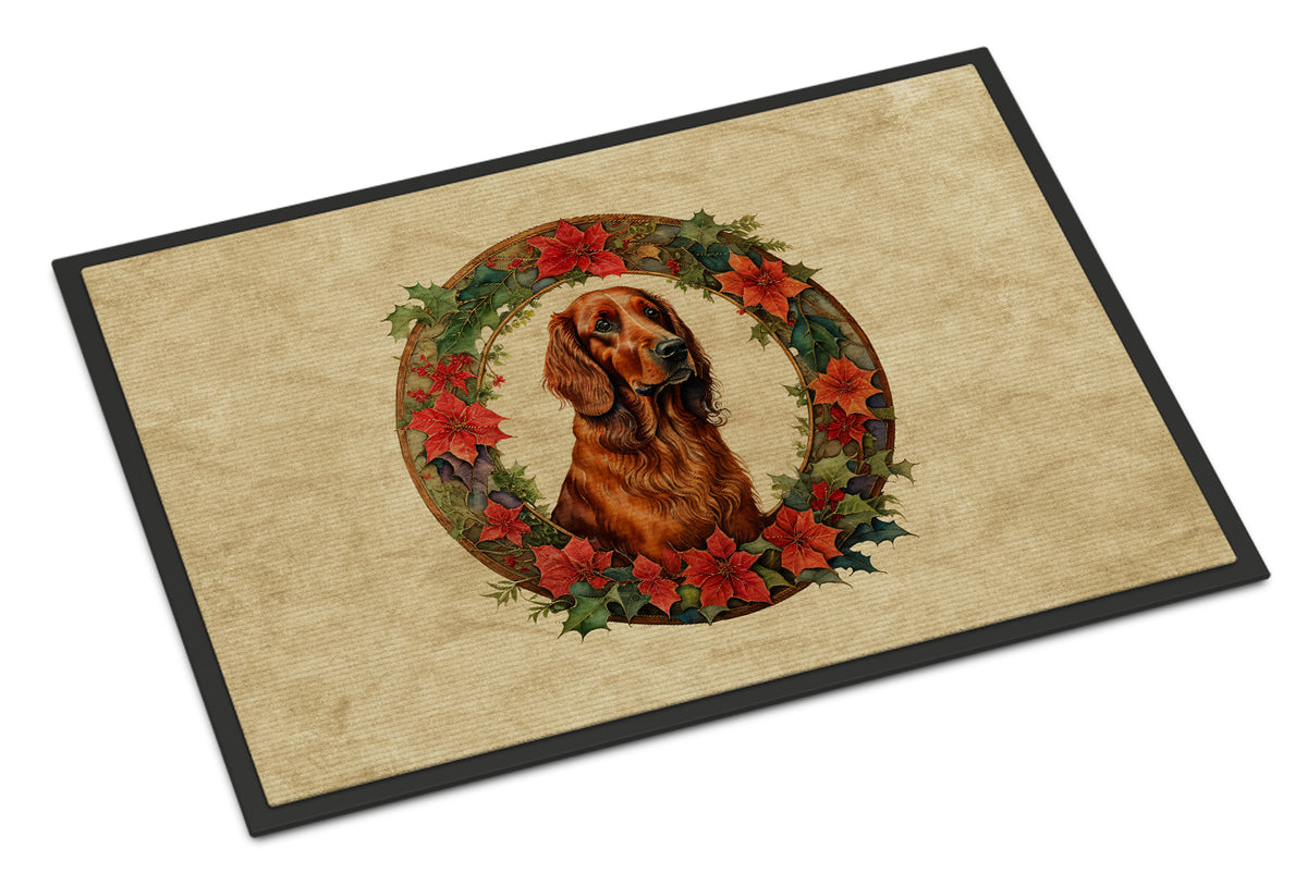 Buy this Irish Setter Christmas Flowers Doormat