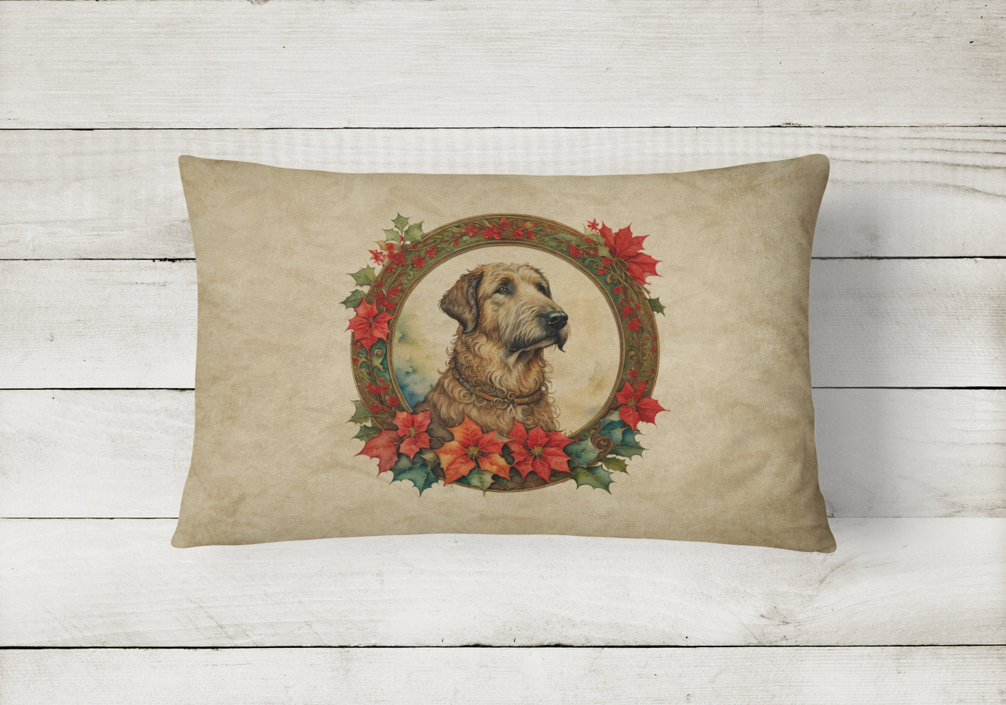 Buy this Irish Wolfhound Christmas Flowers Throw Pillow