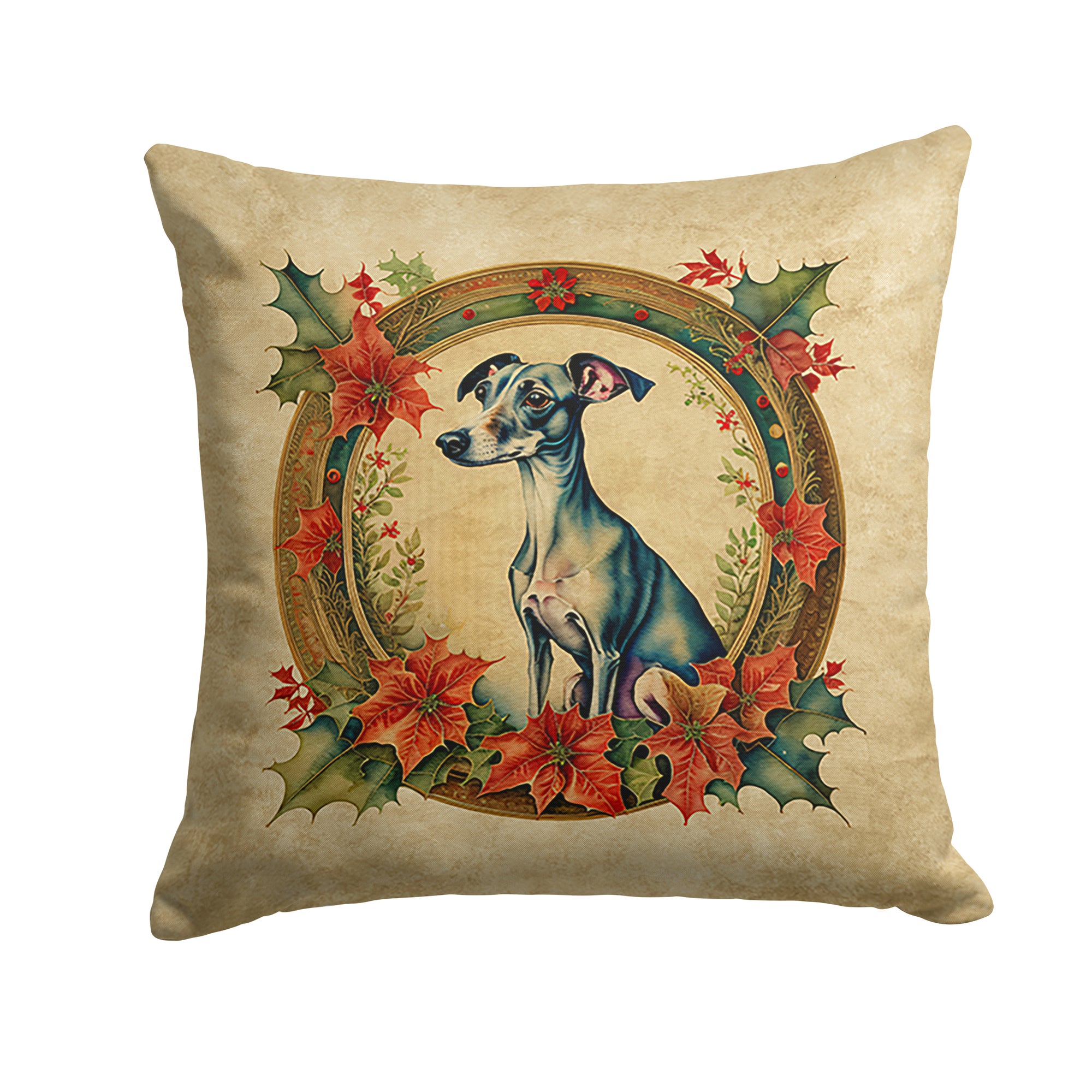 Buy this Italian Greyhound Christmas Flowers Throw Pillow