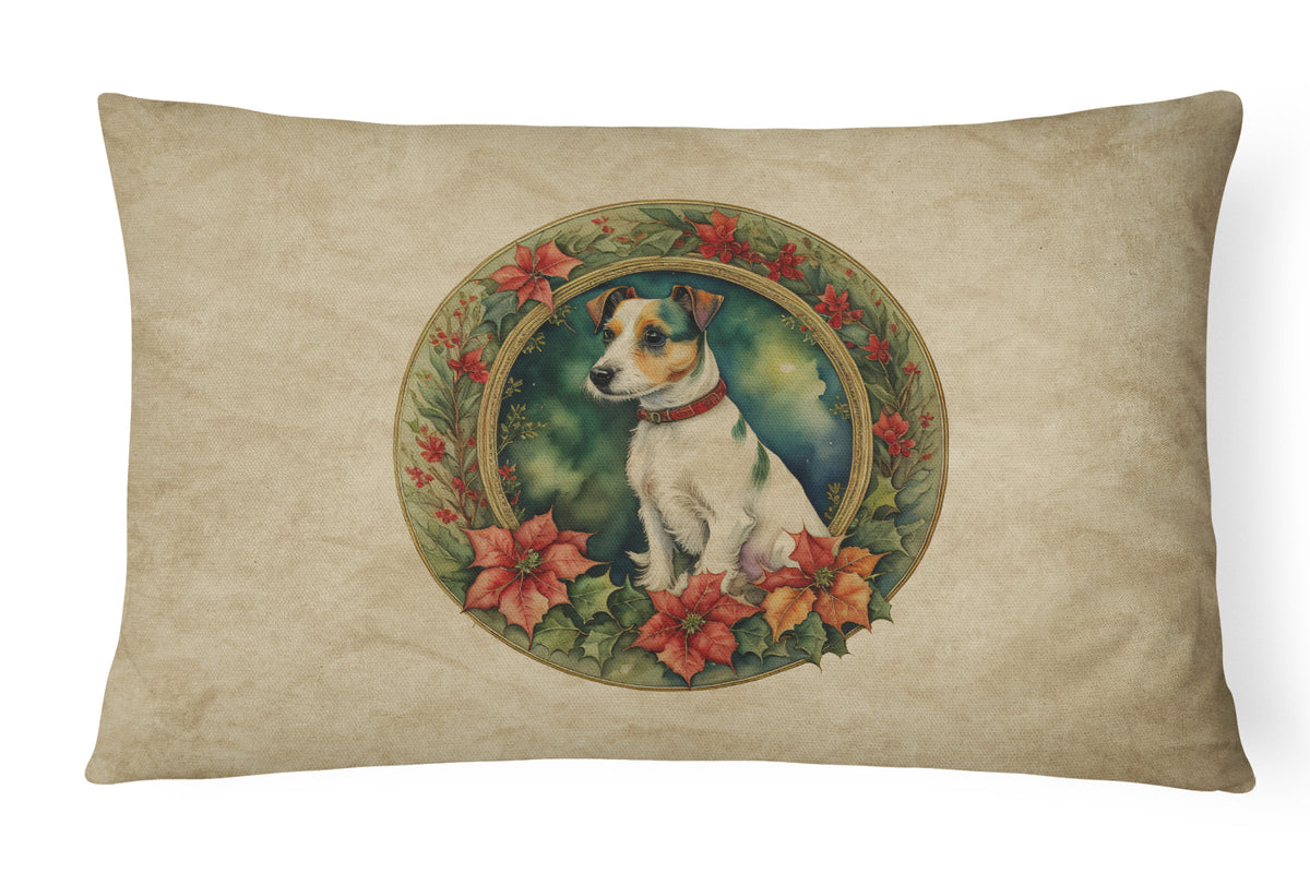 Buy this Jack Russell Terrier Christmas Flowers Throw Pillow