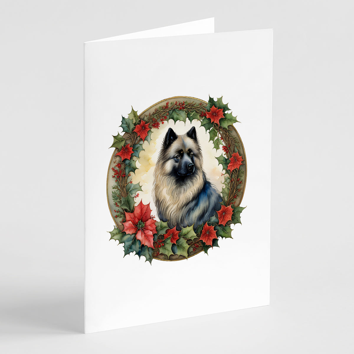 Buy this Keeshond Christmas Flowers Greeting Cards Pack of 8