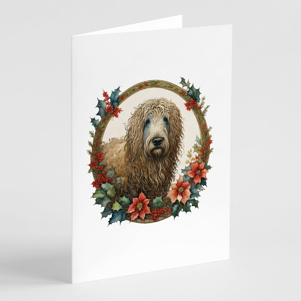 Buy this Komondor Christmas Flowers Greeting Cards Pack of 8
