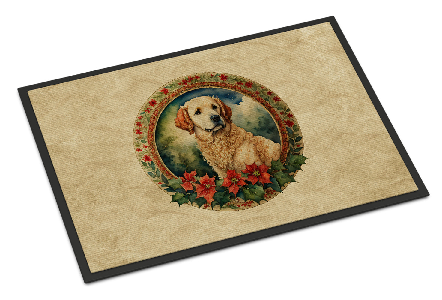 Buy this Kuvasz Christmas Flowers Doormat