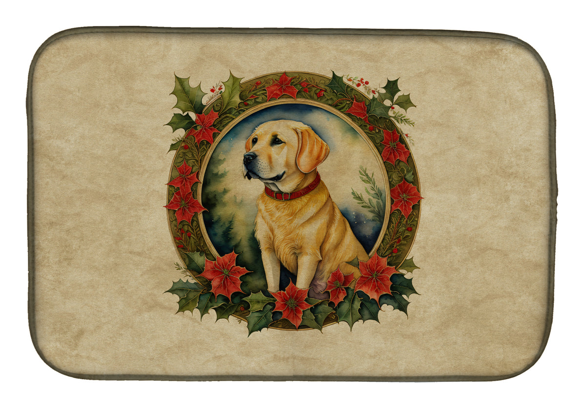 Buy this Labrador Retriever Christmas Flowers Dish Drying Mat