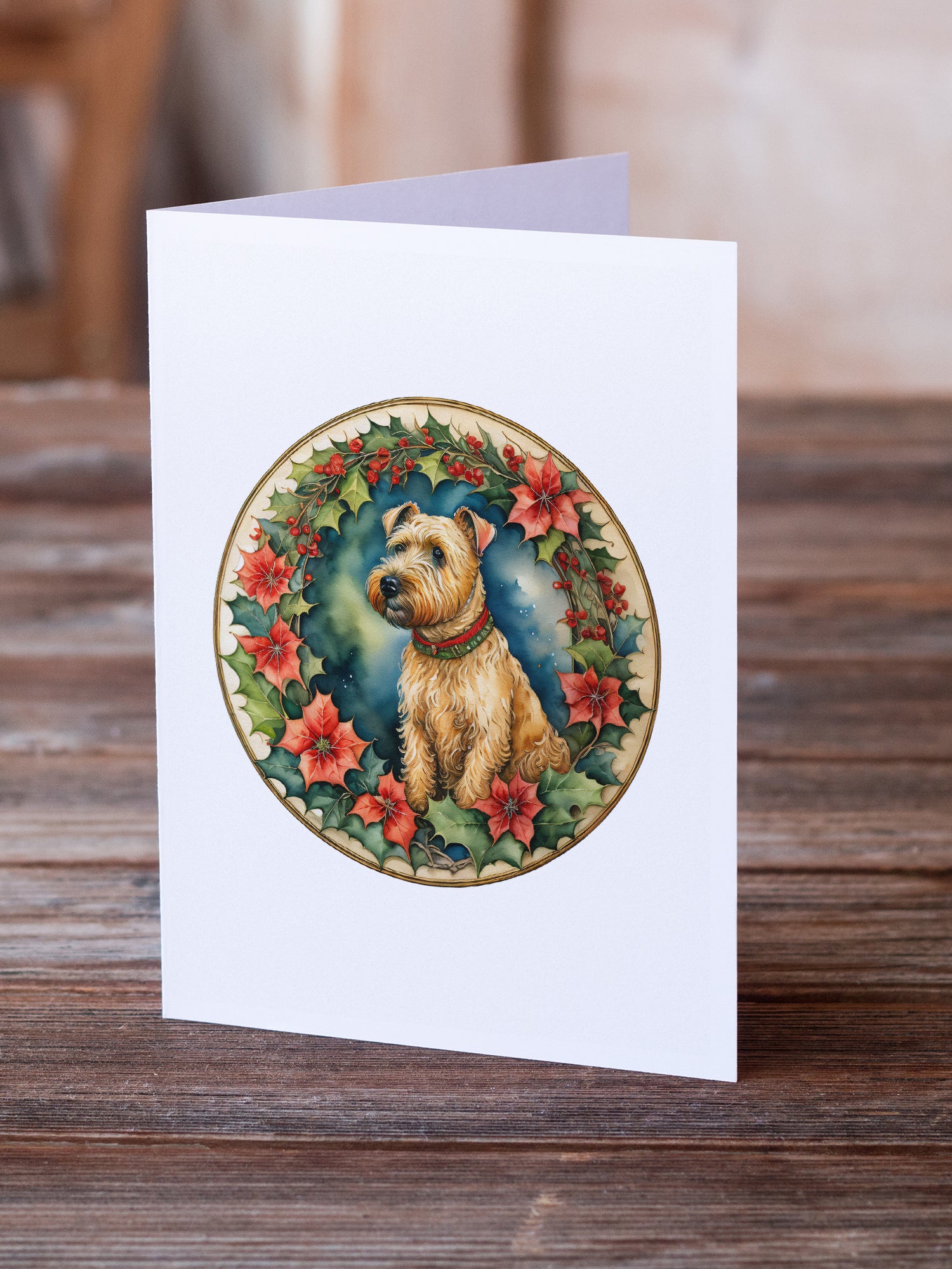 Lakeland Terrier Christmas Flowers Greeting Cards Pack of 8