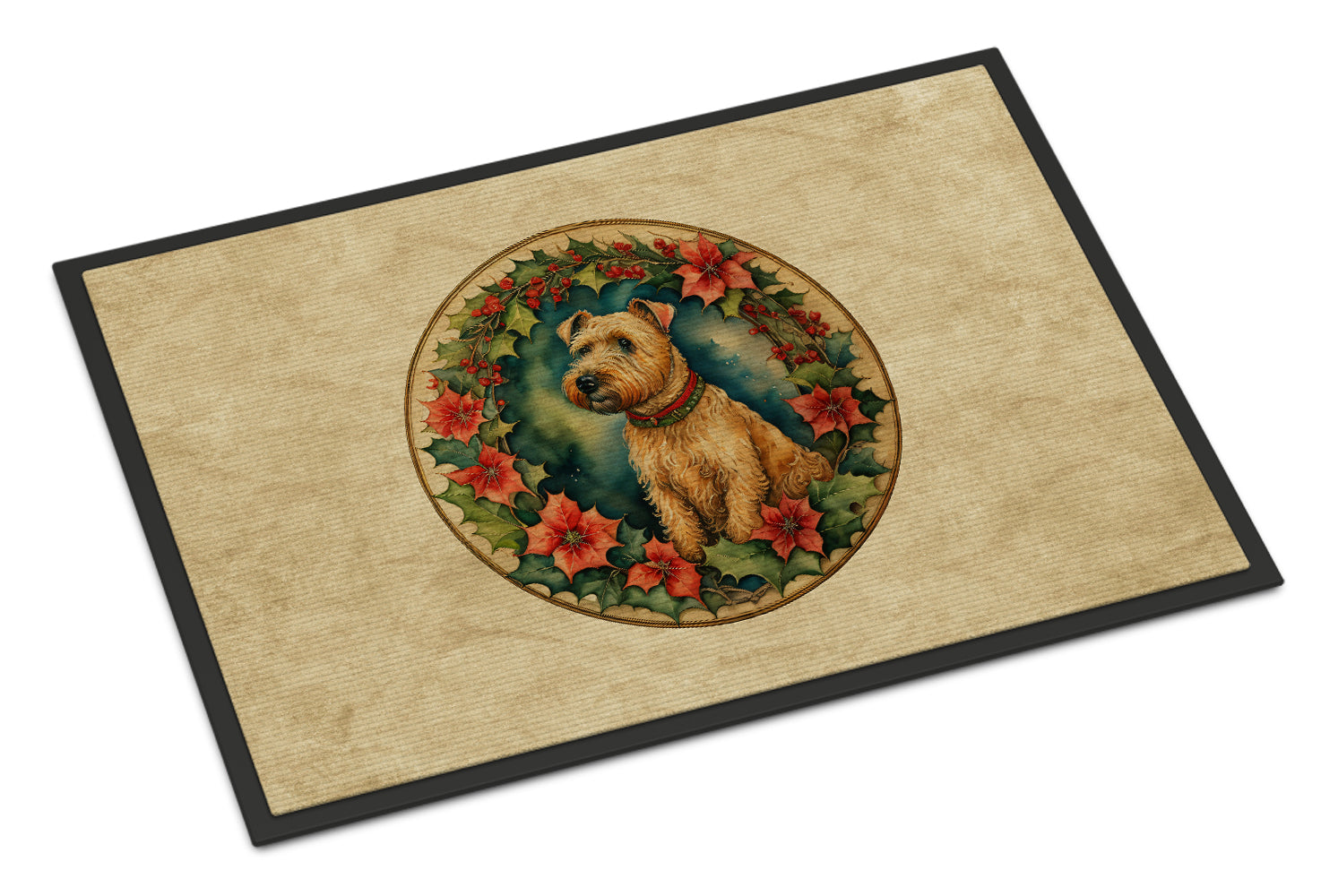 Buy this Lakeland Terrier Christmas Flowers Doormat
