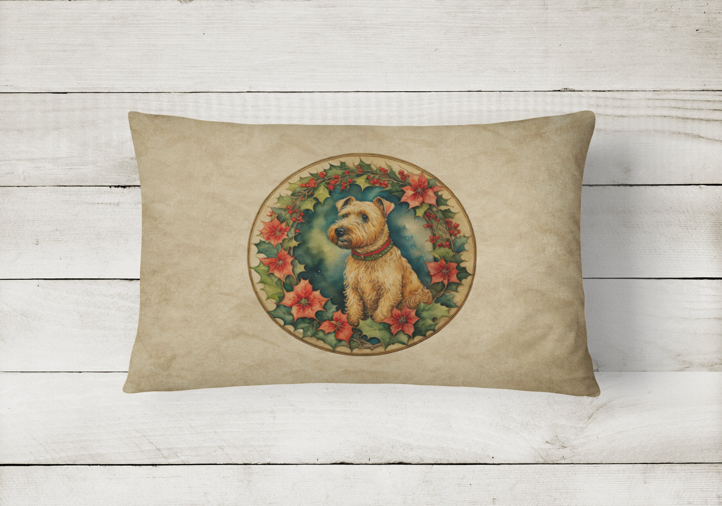 Lakeland Terrier Christmas Flowers Throw Pillow