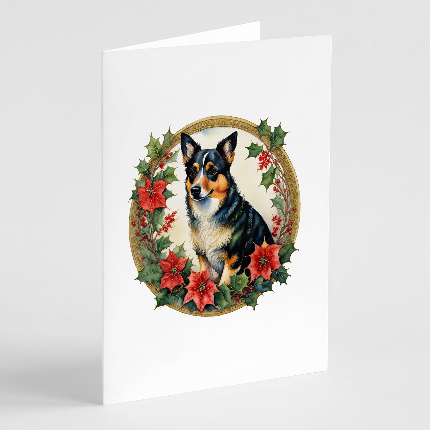 Buy this Lancashire Heeler Christmas Flowers Greeting Cards Pack of 8