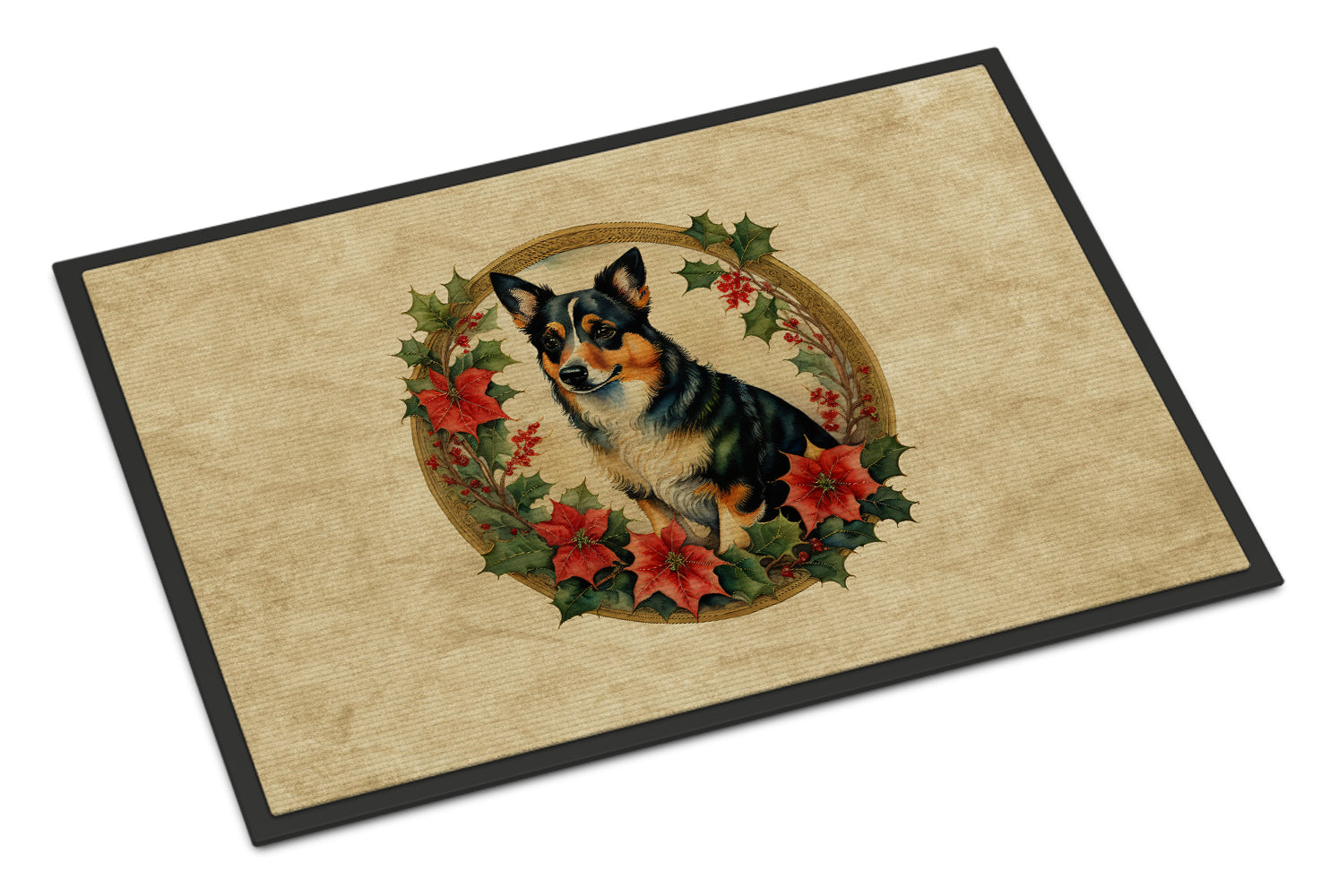 Buy this Lancashire Heeler Christmas Flowers Doormat