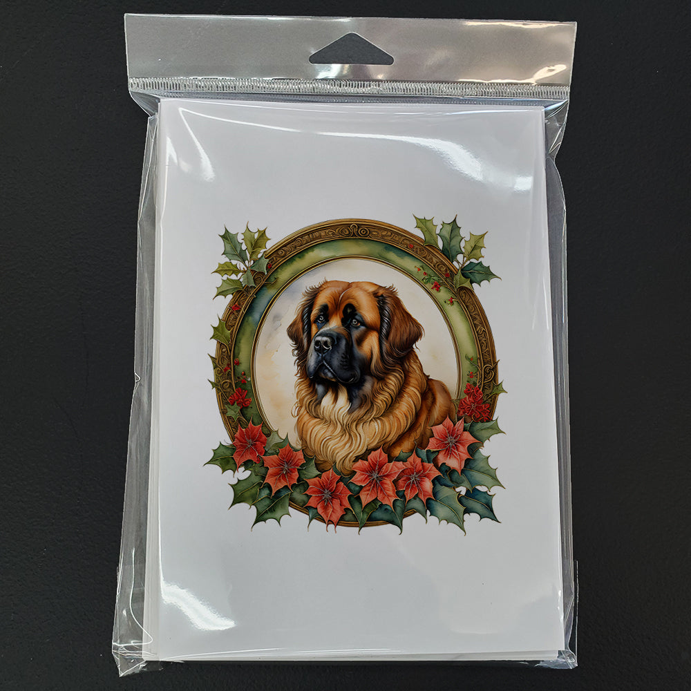 Leonberger Christmas Flowers Greeting Cards Pack of 8