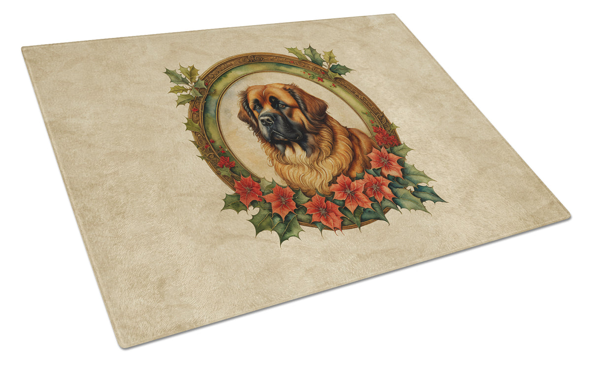 Buy this Leonberger Christmas Flowers Glass Cutting Board