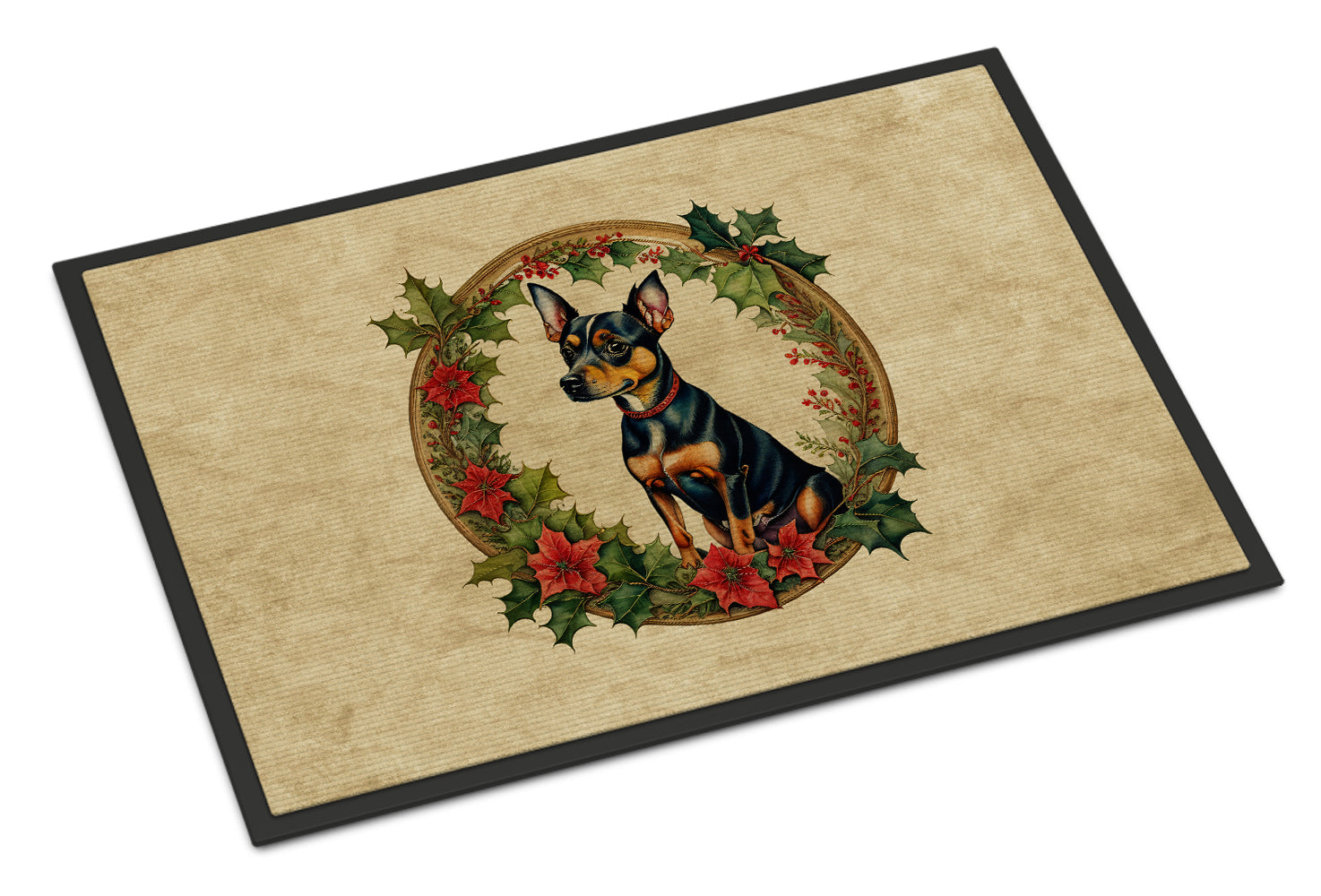 Buy this Miniature Pinscher Christmas Flowers Doormat